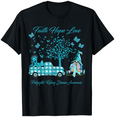 Faith Hope Love Polycystic Kidney Disease Awareness Gifts T-Shirt - T-Shirt | Black
