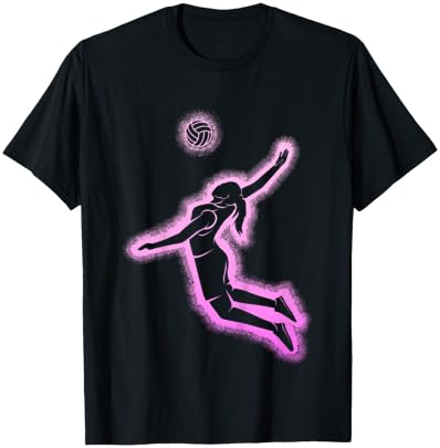 Volleyball Mädchen Damen Schwarz S V-Ausschnitt Kurzarm Klassisch Pull-On 1 Count T-Shirt - T-Shirt | Black