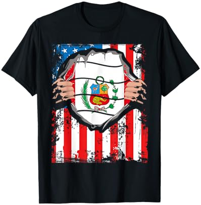 Peruvian American Grown Patriot Peru Flag from USA T-Shirt - T-Shirt | Black