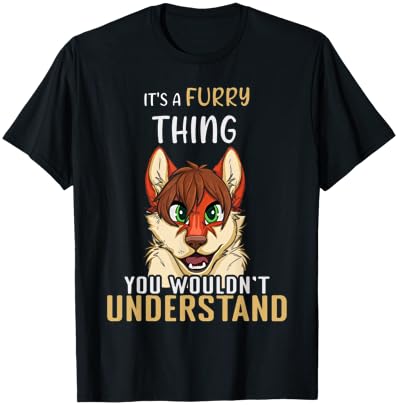 Furry Thing Understand Furry Tail Ear Furry Person Cosplay T-Shirt - T-Shirt | Black