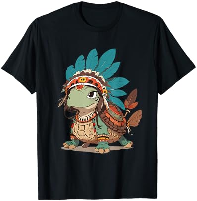 Turtle Tracks: Honoring Indigenous Traditions Cute Native T-Shirt - T-Shirt | Black