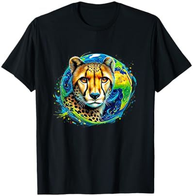 Cheetah Earth Day 2024 Save The Planet Colorful T-Shirt - T-Shirt | Black